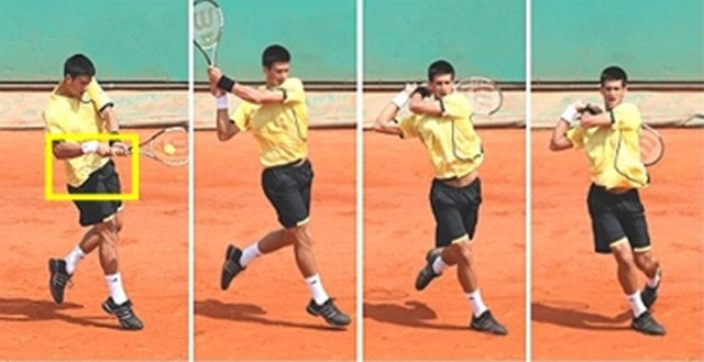 Novak Djokovic tennis backhand in action