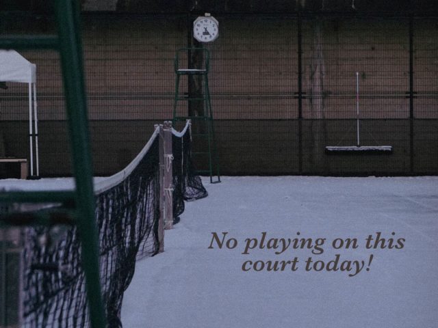 Tennis court in winter